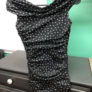 NWT- WHBM- black with white polka dots